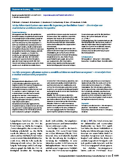 Vorschauseite 3: Ist das Telenotarzt-System eine sinnvolle Ergänzung im ländlichen Raum? – Eine Analyse aus medizinischer und ökonomischer Perspektive