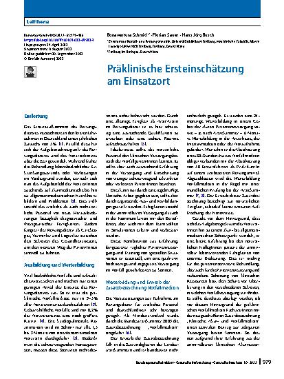 Vorschauseite 1: Präklinische Ersteinschätzung am Einsatzort