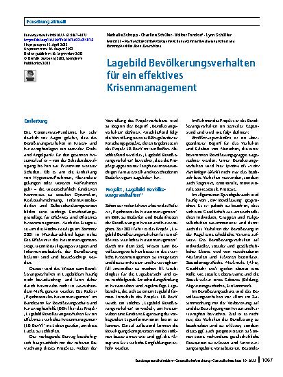Vorschauseite 1: Lagebild Bevölkerungsverhalten für ein effektives Krisenmanagement