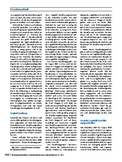 Vorschauseite 2: Lagebild Bevölkerungsverhalten für ein effektives Krisenmanagement