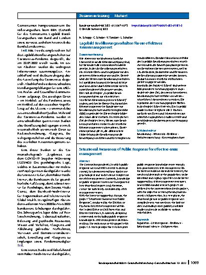 Vorschauseite 3: Lagebild Bevölkerungsverhalten für ein effektives Krisenmanagement