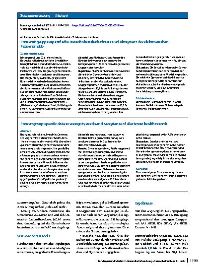 Vorschauseite 3: Patientengruppenspezifische Datenhoheitsbedürfnisse und Akzeptanz der elektronischen Patientenakte