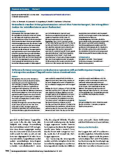 Vorschauseite 3: Unterschiede zwischen Rettungsdiensteinsätzen mit und ohne Patiententransport