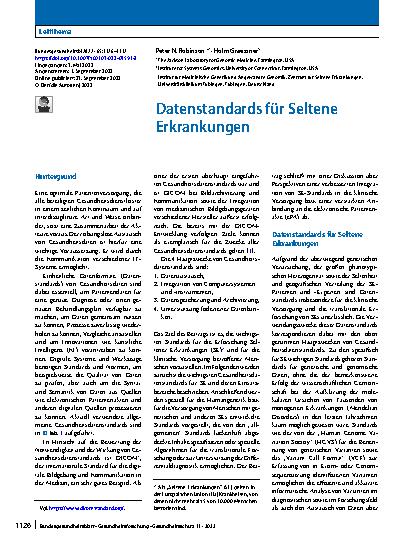 Vorschauseite 1: Datenstandards für Seltene Erkrankungen