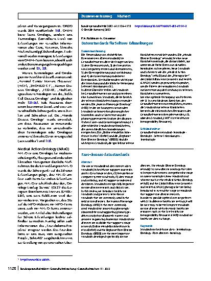 Vorschauseite 3: Datenstandards für Seltene Erkrankungen