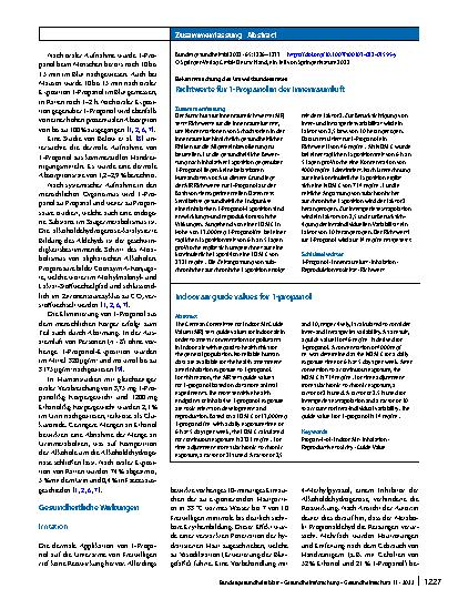 Vorschauseite 2: Richtwerte für 1-Propanol in der Innenraumluft