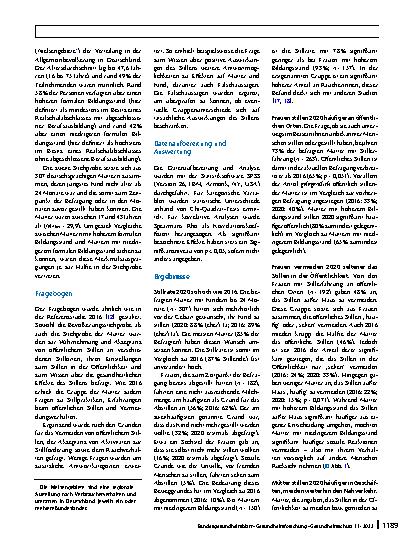 Vorschauseite 2: Die gesellschaftliche Akzeptanz von öffentlichem Stillen im zeitlichen Vergleich: Erfahrungen und Einstellungen der Bevölkerung und stillender Mütter 2016 und 2020