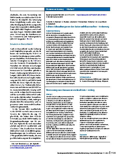 Vorschauseite 3: Seltene Erkrankungen in den Daten sichtbar machen – Kodierung