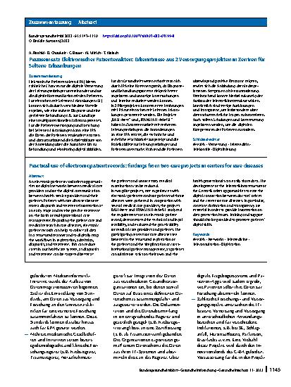 Vorschauseite 3: Praxiseinsatz Elektronischer Patientenakten: Erkenntnisse aus 2 Versorgungsprojekten in Zentren für Seltene Erkrankungen