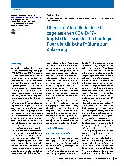 Vorschauseite 1: Übersicht über die in der EU zugelassenen COVID-19-Impfstoffe – von der Technologie über die klinische Prüfung zur Zulassung