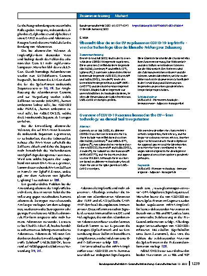 Vorschauseite 3: Übersicht über die in der EU zugelassenen COVID-19-Impfstoffe – von der Technologie über die klinische Prüfung zur Zulassung