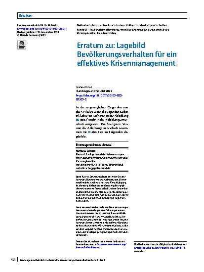 Vorschauseite 1: Erratum zu: Lagebild Bevölkerungsverhalten für ein effektives Krisenmanagement