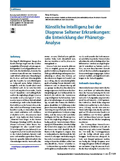 Vorschauseite 1: Künstliche Intelligenz bei der Diagnose Seltener Erkrankungen: die Entwicklung der Phänotyp-Analyse