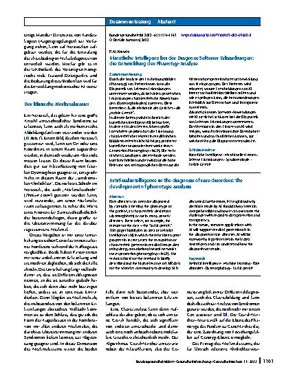 Vorschauseite 3: Künstliche Intelligenz bei der Diagnose Seltener Erkrankungen: die Entwicklung der Phänotyp-Analyse