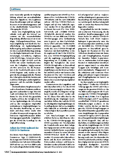 Vorschauseite 2: Rolle, Arbeitsweise und Empfehlungen der Ständigen Impfkommission (STIKO) im Kontext der COVID-19-Pandemie