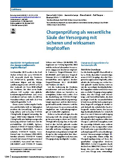 Vorschauseite 1: Chargenprüfung als wesentliche Säule der Versorgung mit sicheren und wirksamen Impfstoffen