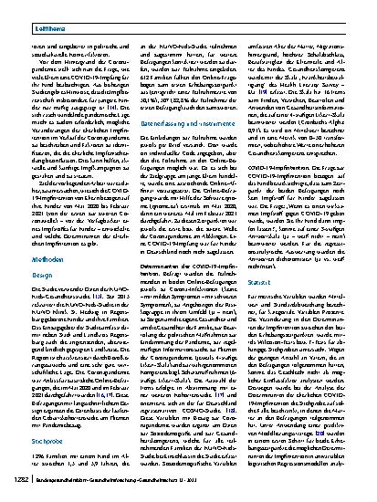 Vorschauseite 2: COVID-19-Impfintention von Eltern bezogen auf ihre Kinder