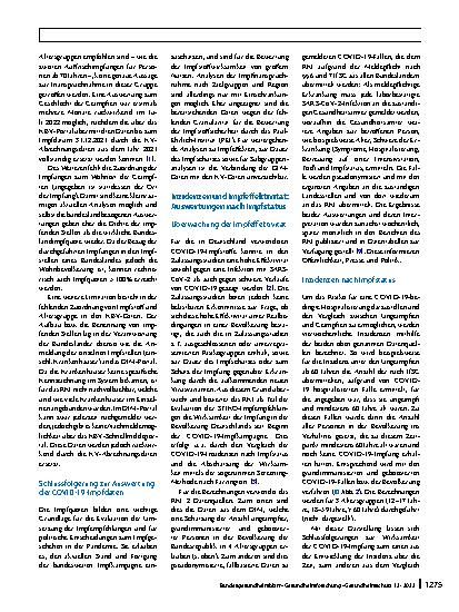 Vorschauseite 4: Evaluation der COVID-19-Impfung nach breiter Anwendung – ein Zwischenfazit für Deutschland im Juli 2022