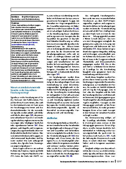 Vorschauseite 2: Diskriminierungssensible Sprache in der Forschung zu Migration und Gesundheit – eine Handreichung