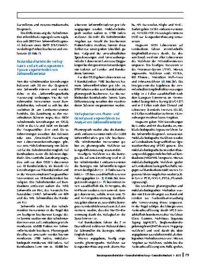 Vorschauseite 5: Bestandsaufnahme der verfügbaren und aktuell eingesetzten Typisierungsmethoden einschließlich genombasierter Verfahren von Zoonoseerregern am Beispiel von Salmonella enterica