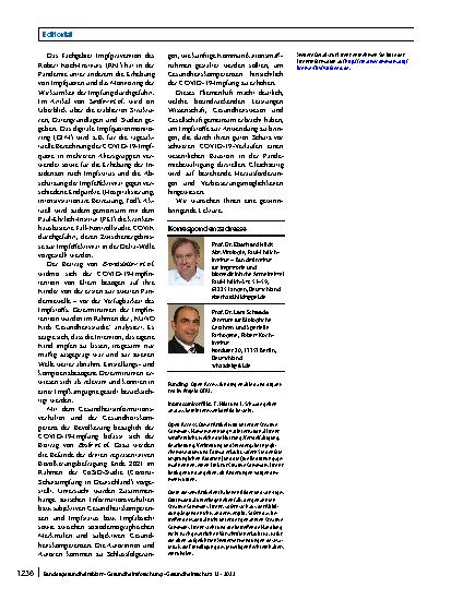 Vorschauseite 2: Impfungen als Instrument der Pandemiebewältigung