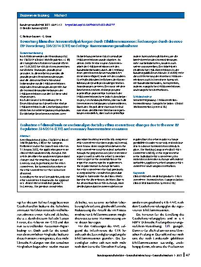 Vorschauseite 3: Bewertung klinischer Arzneimittelprüfungen durch Ethikkommissionen: Änderungen durch die neue EU-Verordnung 536/2014 (CTR) und nötige Harmonisierungsmaßnahmen
