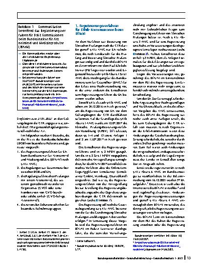 Vorschauseite 2: Die nationale Begleitgesetzgebung zum Genehmigungsverfahren klinischer Prüfungen mit Humanarzneimitteln im Rahmen der Verordnung (EU) Nr. 536/2014