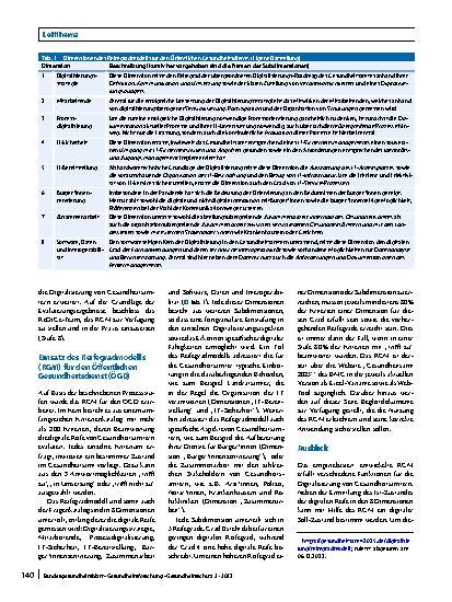 Vorschauseite 5: Das Reifegradmodell für den Öffentlichen Gesundheitsdienst – Ein Instrument zur Erfassung und Verbesserung des digitalen Reifegrades von deutschen Gesundheitsämtern