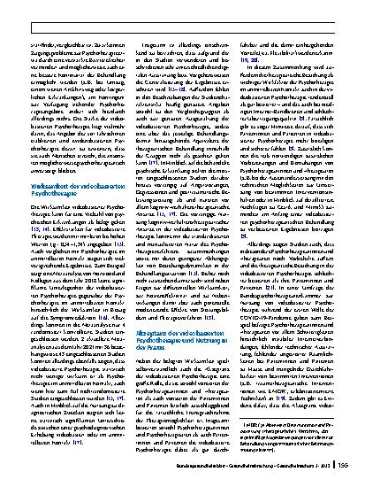 Vorschauseite 2: Videobasierte Psychotherapie: Aktuelle Rahmenbedingungen und Entwicklungen sowie Empfehlungen für die praktische Umsetzung