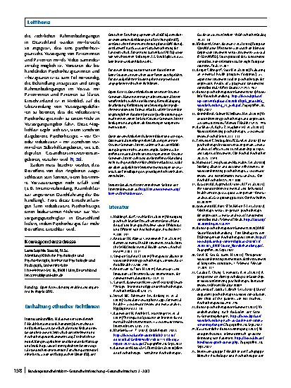 Vorschauseite 5: Videobasierte Psychotherapie: Aktuelle Rahmenbedingungen und Entwicklungen sowie Empfehlungen für die praktische Umsetzung