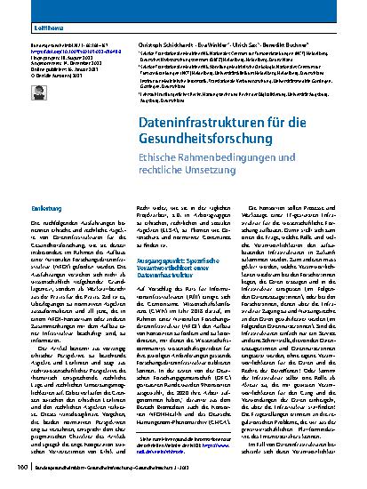 Vorschauseite 1: Dateninfrastrukturen für die Gesundheitsforschung