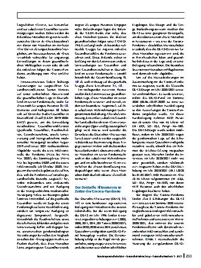 Vorschauseite 2: Ältere Menschen im ersten Jahr der COVID-19-Pandemie: Gesundheitsrelevante Befunde aus dem Deutschen Alterssurvey (DEAS)