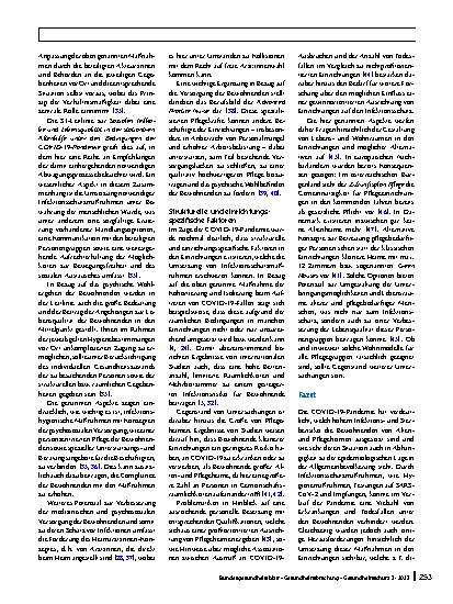 Vorschauseite 6: Altenund Pflegeheime – die COVID-19-Pandemie als Mahnung: Infektionshygienische Maßnahmen und Einflussfaktoren auf die Gesundheit der Bewohnenden