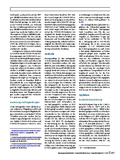Vorschauseite 2: Ambulante Pflege in den ersten beiden Wellen der COVID-19-Pandemie: Herausforderungen für Personal und Pflegebedürftige