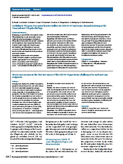 Vorschauseite 3: Ambulante Pflege in den ersten beiden Wellen der COVID-19-Pandemie: Herausforderungen für Personal und Pflegebedürftige