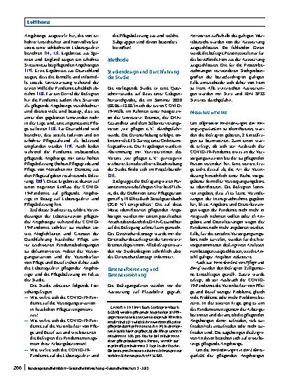 Vorschauseite 2: Die Situation pflegender Angehöriger im erwerbsfähigen Alter in der COVID-19-Pandemie – Ergebnisse einer Onlinebefragung in Deutschland