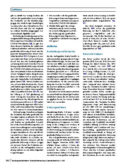 Vorschauseite 2: Die Entwicklung der psychischen Gesundheit bei hochaltrigen Individuen während der COVID-19-Pandemie und die Rolle sozialer Unterstützung