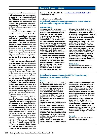 Vorschauseite 3: Digitale Hebammenbetreuung in der COVID-19-Pandemie in Deutschland – Akzeptanz bei Müttern
