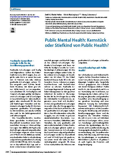 Vorschauseite 1: Public Mental Health: Kernstück oder Stiefkind von Public Health?