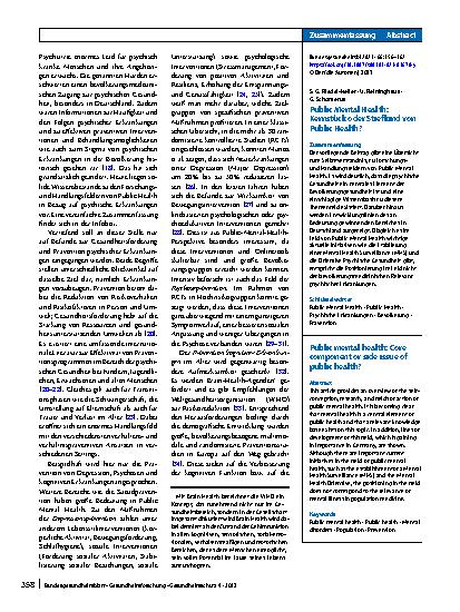 Vorschauseite 3: Public Mental Health: Kernstück oder Stiefkind von Public Health?