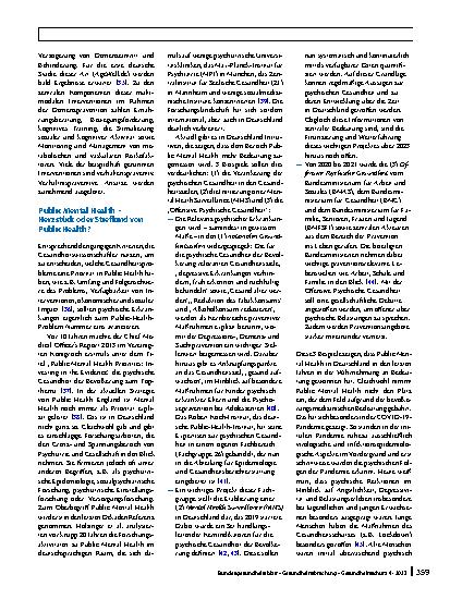 Vorschauseite 4: Public Mental Health: Kernstück oder Stiefkind von Public Health?