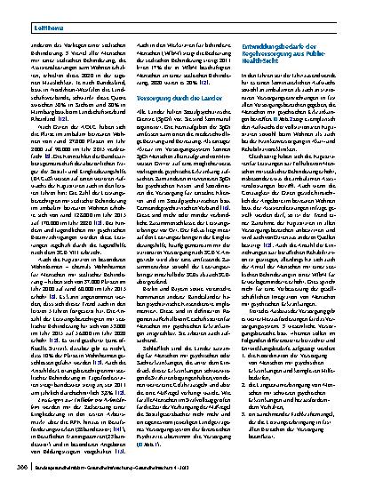 Vorschauseite 4: Die Versorgung von Menschen mit psychischen Erkrankungen in Deutschland aus Perspektive des Gesundheitsund Sozialsystems: Aktuelle Entwicklungsbedarfe