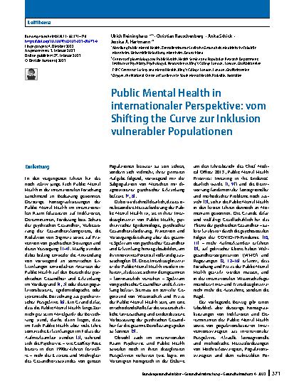 Vorschauseite 1: Public Mental Health in internationaler Perspektive: vom Shifting the Curve zur Inklusion vulnerabler Populationen