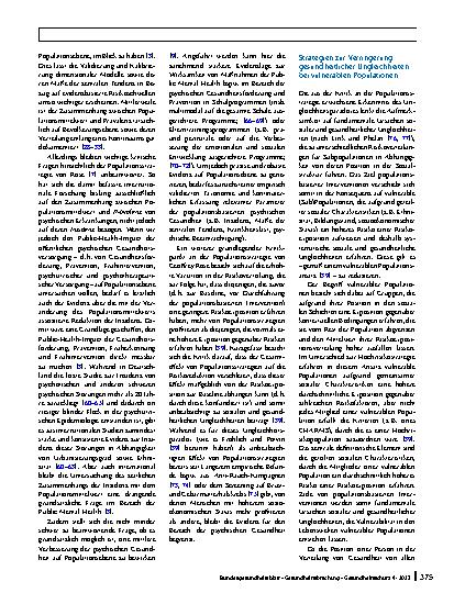 Vorschauseite 5: Public Mental Health in internationaler Perspektive: vom Shifting the Curve zur Inklusion vulnerabler Populationen