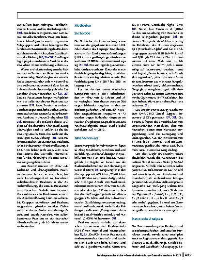 Vorschauseite 2: Soziodemografische und soziale Korrelate selbstberichteter Resilienz im Alter – Ergebnisse der populationsbasierten LIFE-Adult-Studie