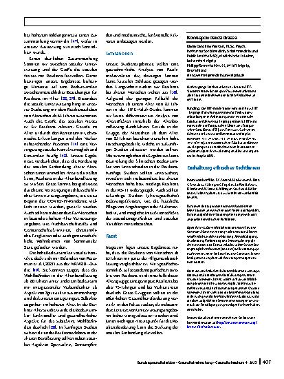 Vorschauseite 6: Soziodemografische und soziale Korrelate selbstberichteter Resilienz im Alter – Ergebnisse der populationsbasierten LIFE-Adult-Studie