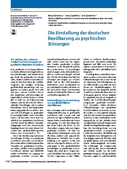 Vorschauseite 1: Die Einstellung der deutschen Bevölkerung zu psychischen Störungen