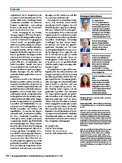 Vorschauseite 2: Public Mental Health: Entwicklung eines Forschungsund Handlungsfeldes
