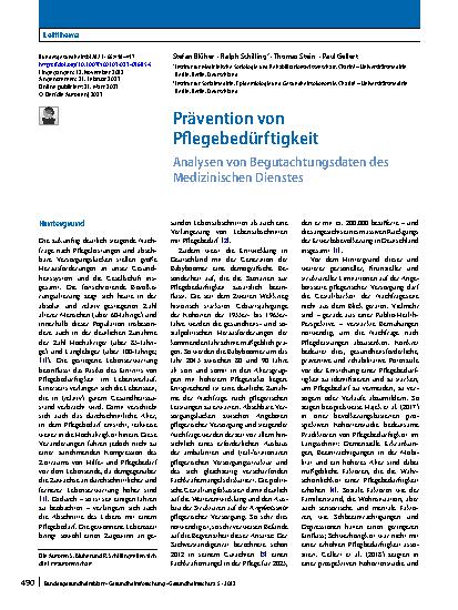 Vorschauseite 1: Prävention von Pflegebedürftigkeit
