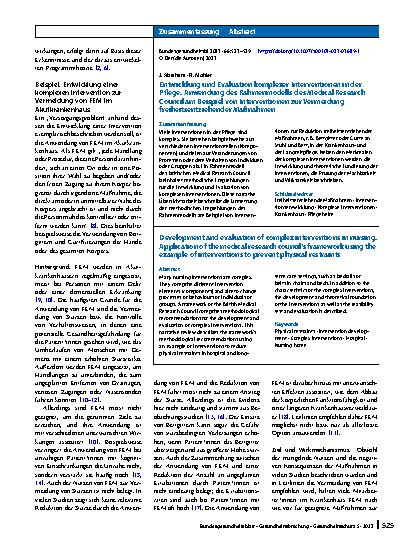 Vorschauseite 3: Entwicklung und Evaluation komplexer Interventionen in der Pflege